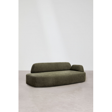 Right Corner Module With Upholstered Armrest Giorgia Fabric Army Green - Sklum
