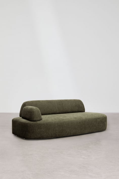 Left corner module with upholstered armrest Giorgia - Fabric Army Green