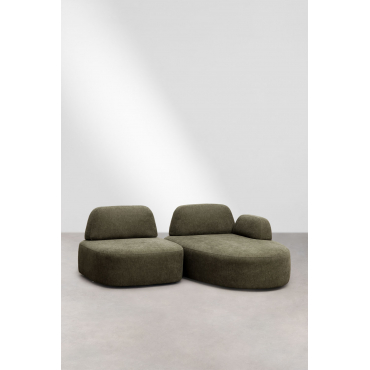 Right 2-piece Modular Chaise Longue Sofa Upholstered Giorgia Fabric Army Green - Sklum