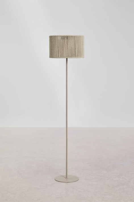 Wireless LED Solar Floor Lamp for Outdoor Use in Iron and Braided Rope Krabi