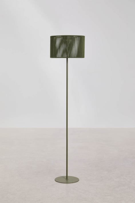 Wireless LED Solar Floor Lamp for Outdoor Use in Iron and Braided Rope Krabi