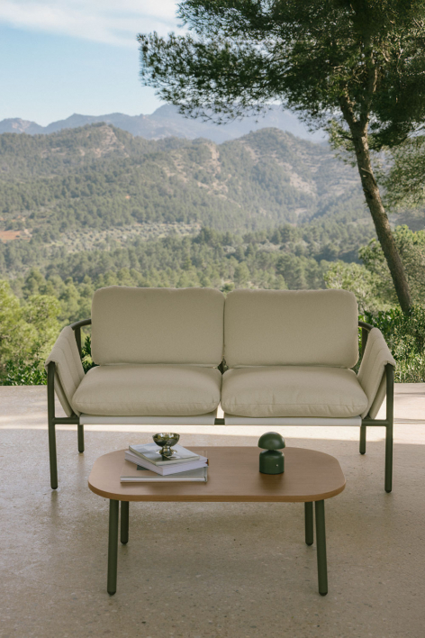 Zunika garden set with 2-seater upholstered sofa and steel coffee table