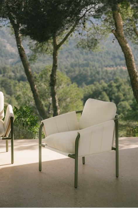 Zunika upholstered and steel garden armchair