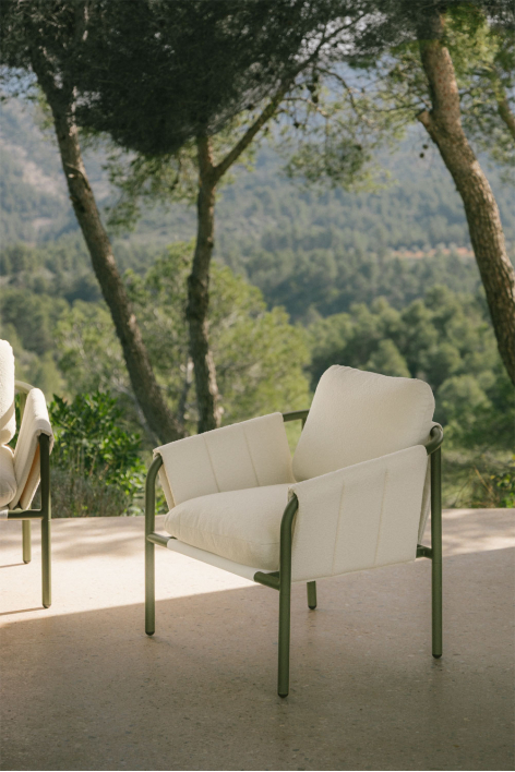 Zunika upholstered and steel garden armchair