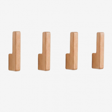 Set Of 4 Wooden Wall Hooks Zanter Mango Wood - Sklum