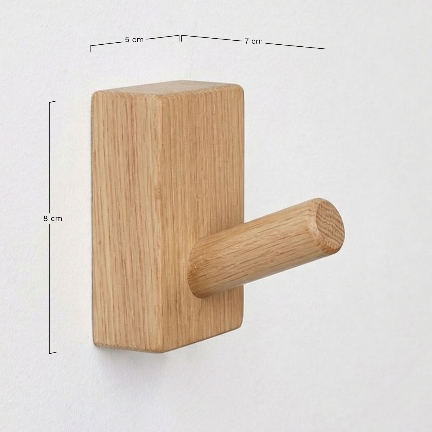 Set of 4 Drura wooden wall hooks, medidas