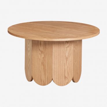 Round Wooden Coffee Table (ø80 Cm) Vinesey Style Ash Veneer - Sklum