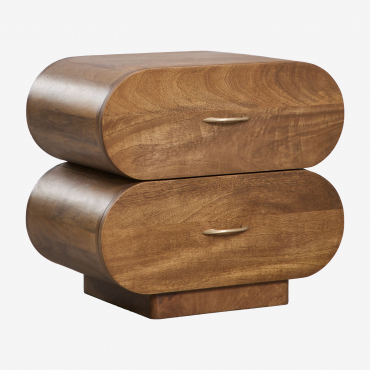 Pack Of 2 Elaia Mango Wood Nightstands 55x35 Cm Dark Handle Wood - Sklum