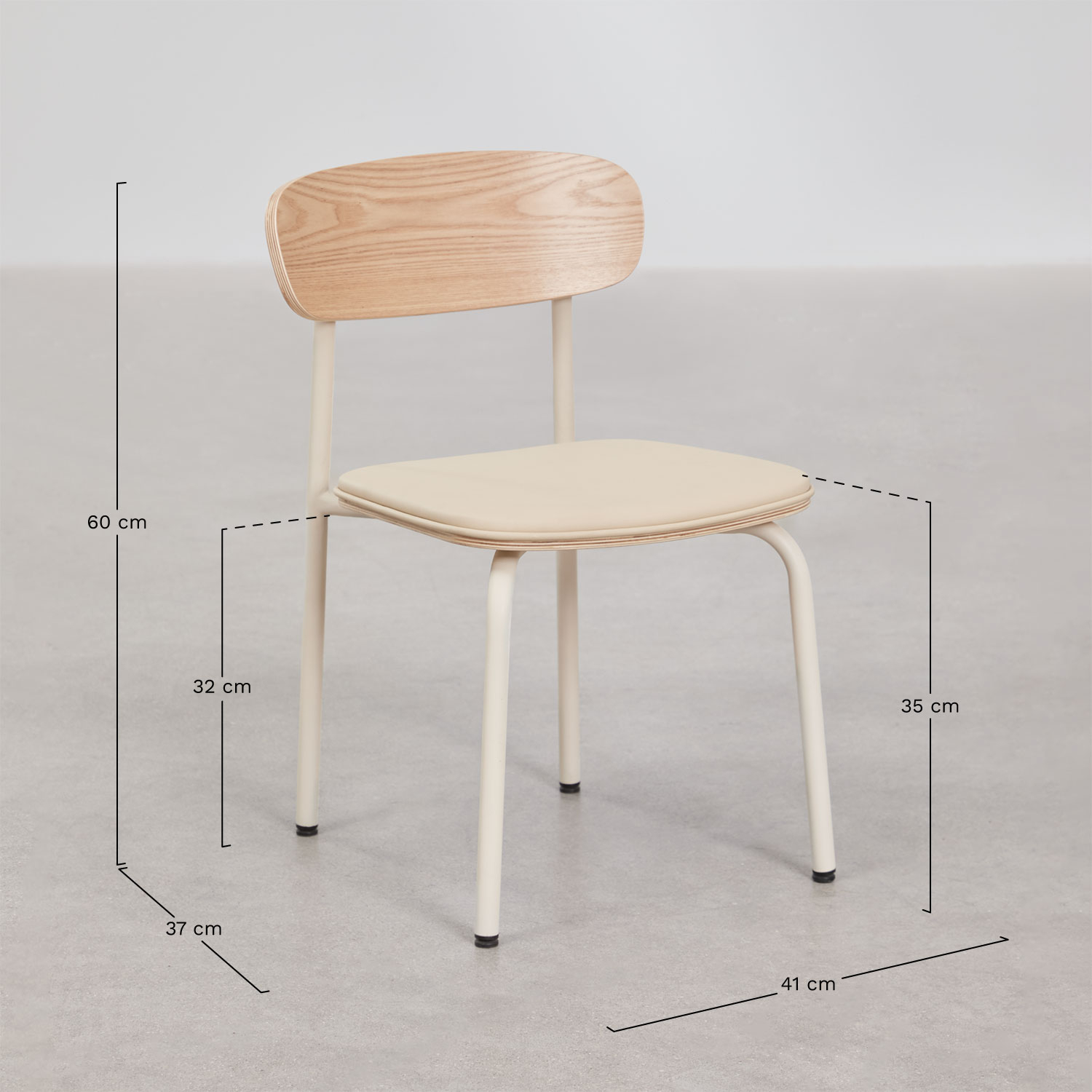 Wilpier iron and wood chair, medidas