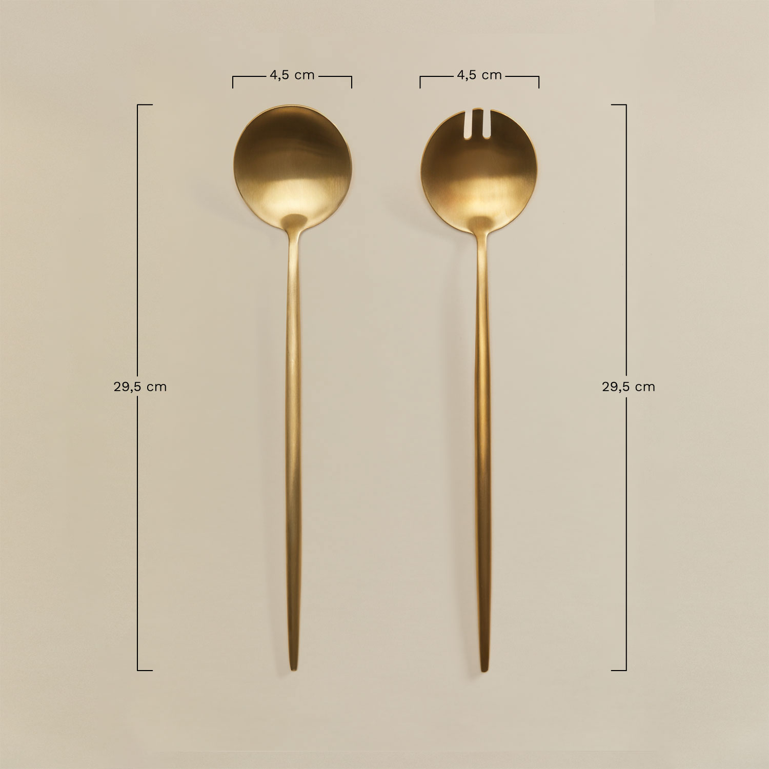 Set of 2 stainless steel salad servers Raxiem, medidas