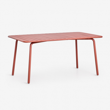 Rectangular 160x90 Cm Florida Steel Garden Table Red Clay - Sklum