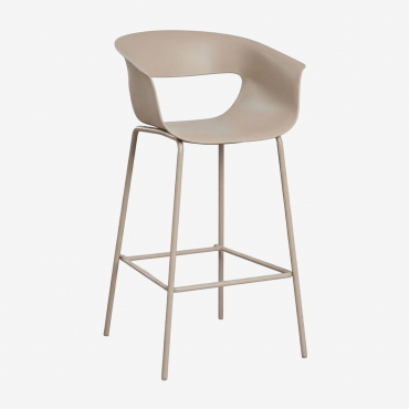 Pack Of 4 High Garden Stools In Polypropylene And Steel Alanys Moka Brown & ↑75 Cm - Sklum