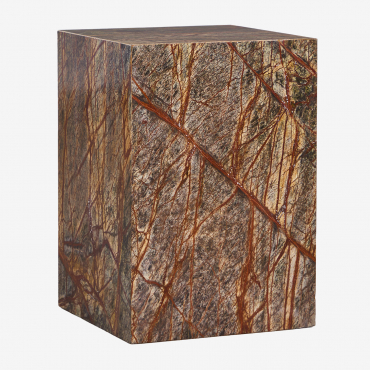 Square Side Table 35x35 Cm In Natural Aluret Stone Green Marble Forest - Sklum