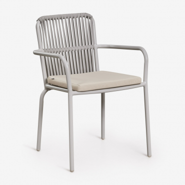 Stackable Garden Chair With Aluminum Armrests Alberta Light Grey - Sklum