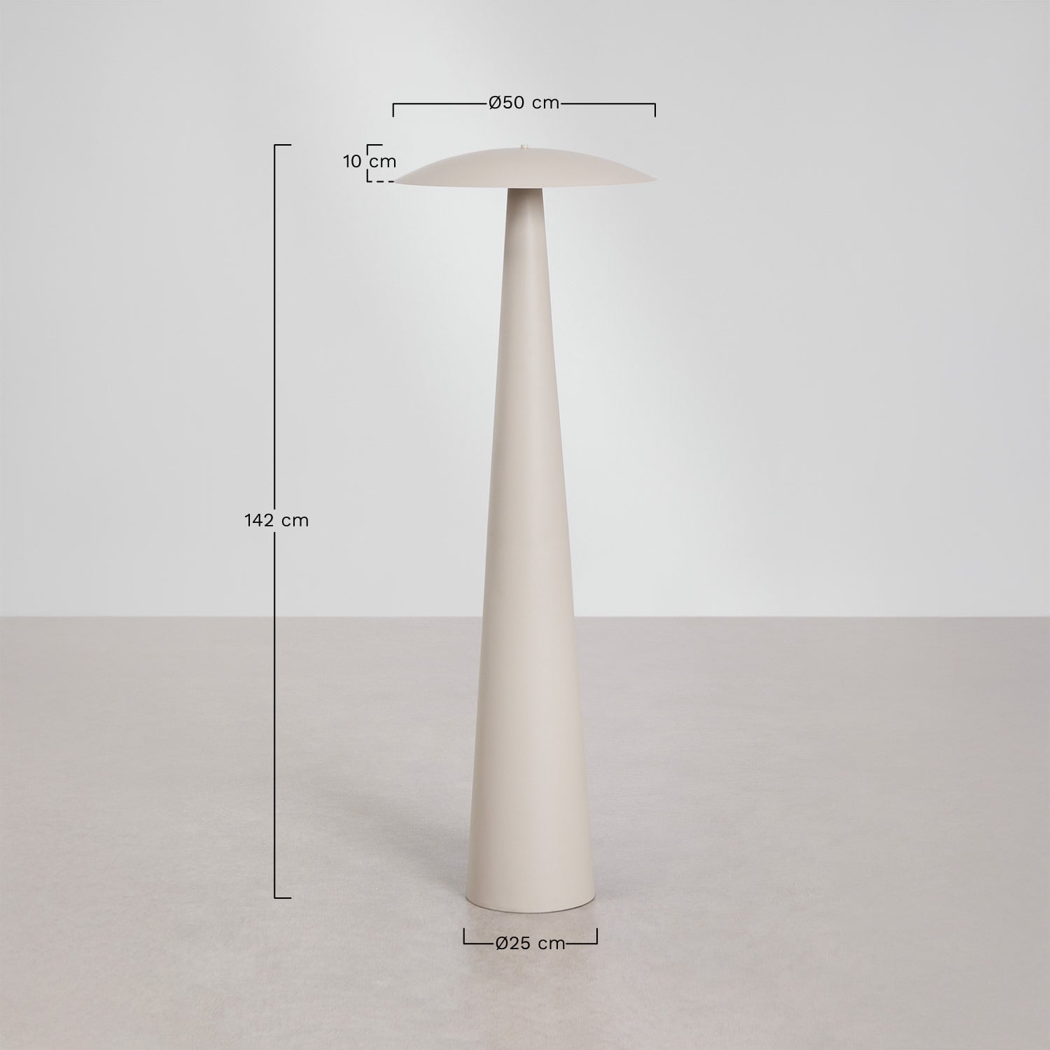 Wireless LED outdoor floor lamp in iron Irune, medidas