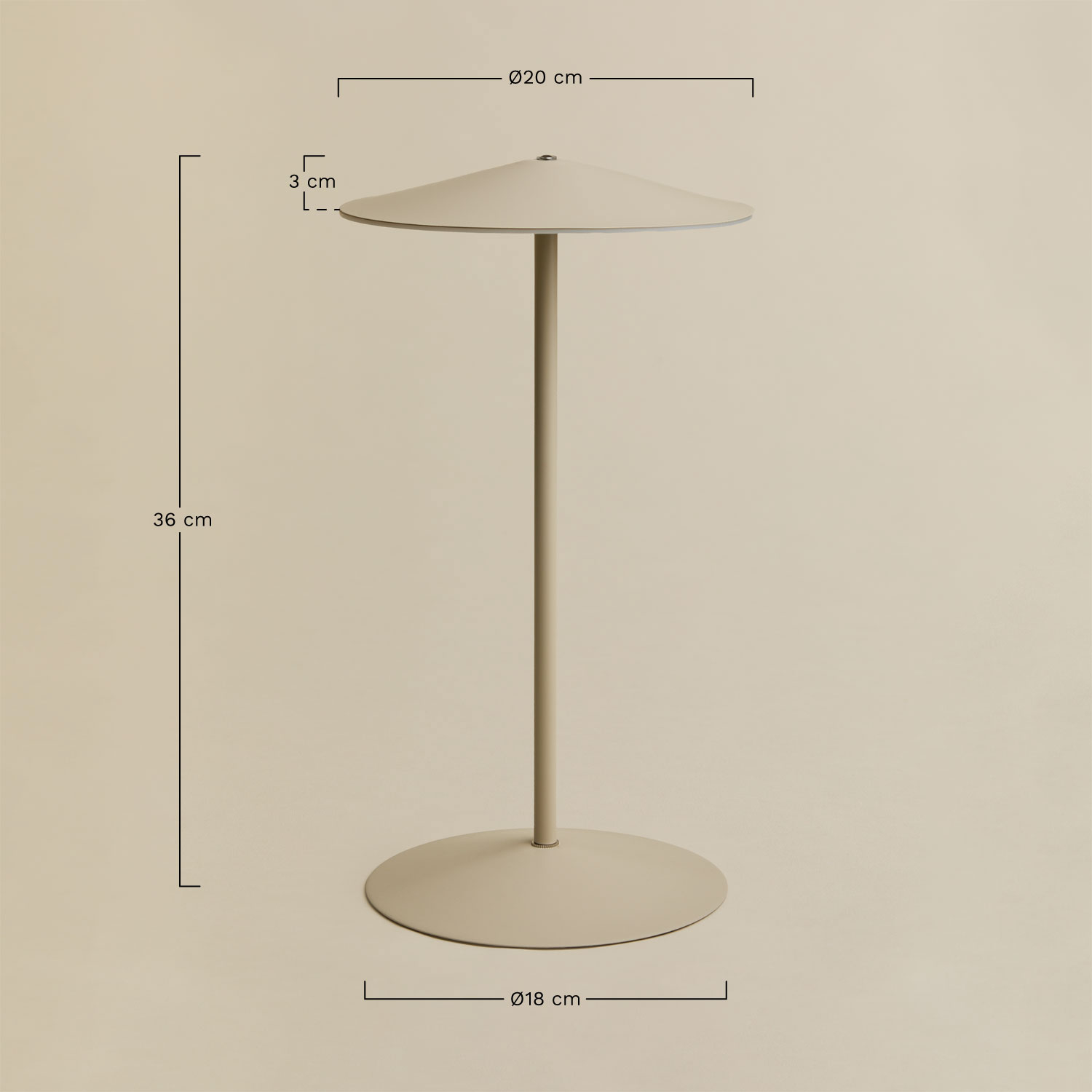 Wireless LED outdoor table lamp in iron Emilein, medidas