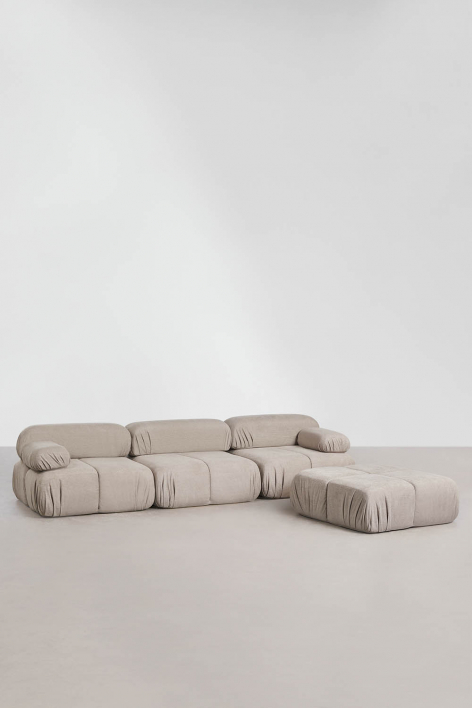 Kendall 3-piece modular sofa and bouclé vacuum-packed pouf - Bouclé Brown Sand