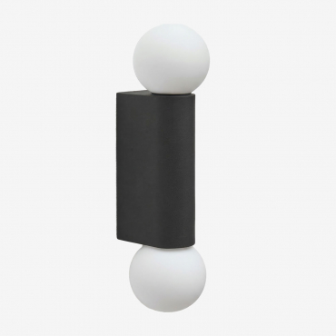 Outdoor Wall Sconce With 2 Glass Balls In Aluminum Irvine Black - Sklum