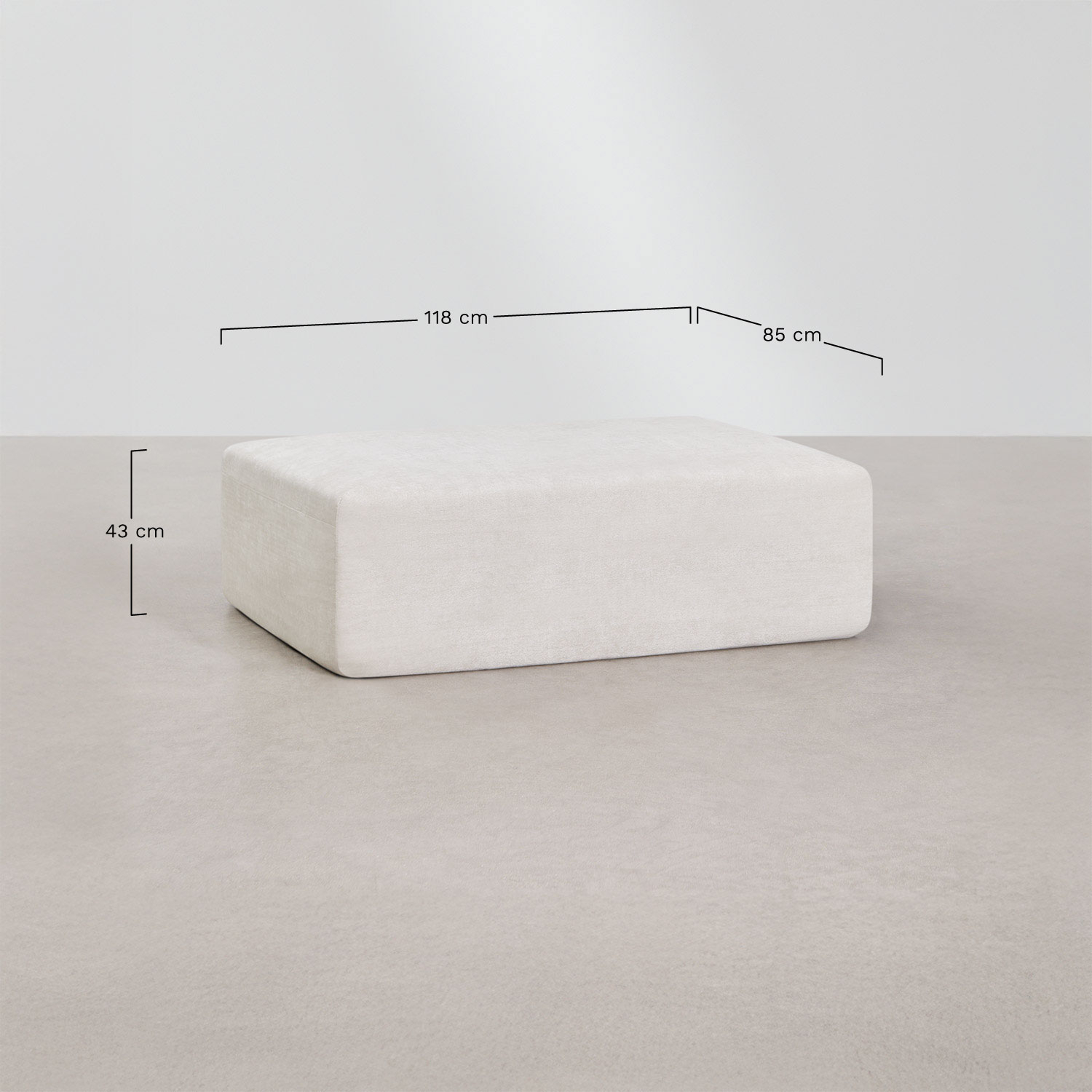 Vacuum-packed chenille pouf Norridge, medidas