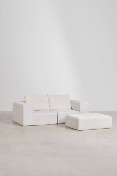 Norridge 2-piece modular sofa and pouf in vacuum-packed chenille
