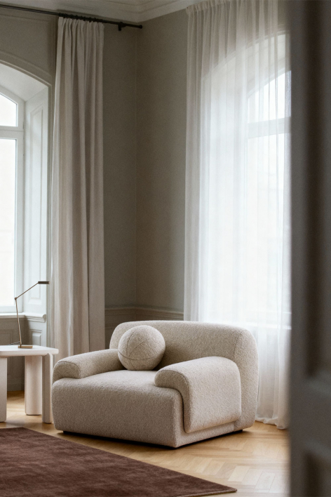 Shirina upholstered armchair - Bouclé Beige