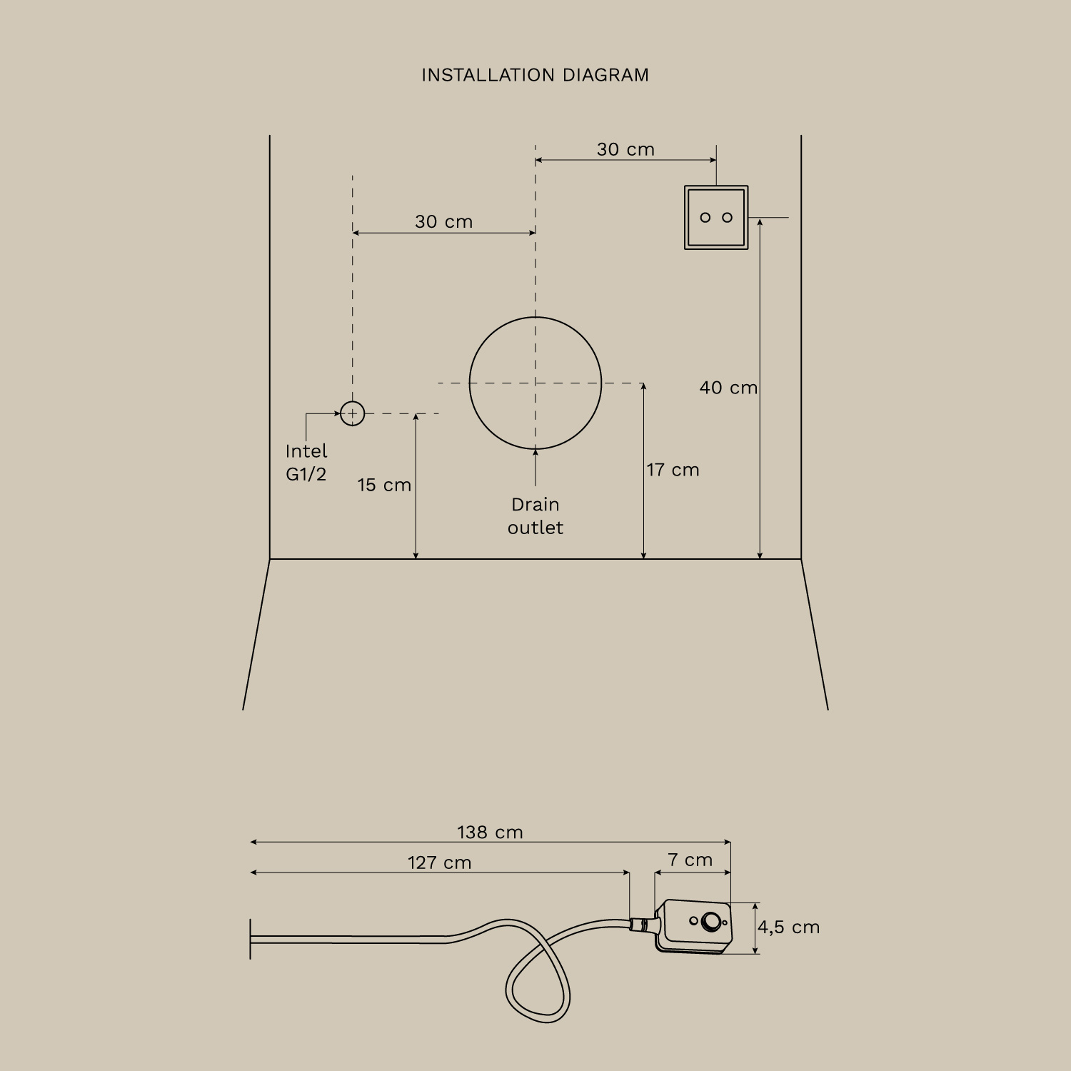 Saloa Basic ceramic smart toilet, medidas