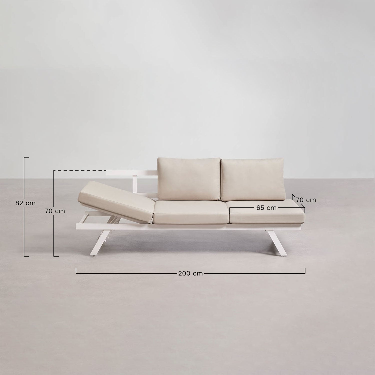 Reclinable 3-seater garden sofa Libanc, medidas