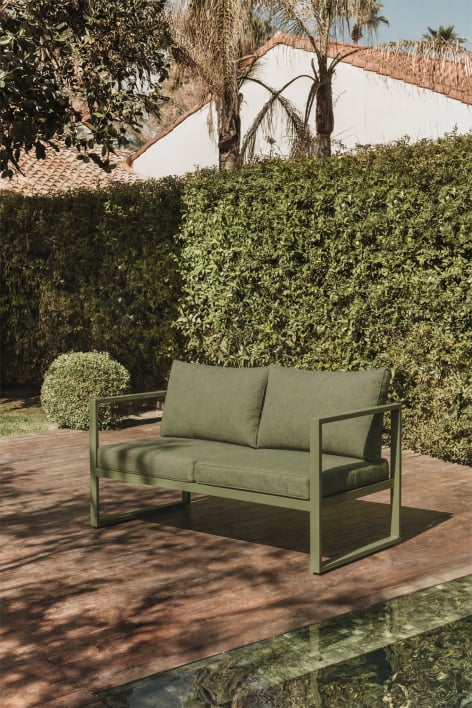 2-seater Lipov aluminum garden sofa - Deep Olive Green 