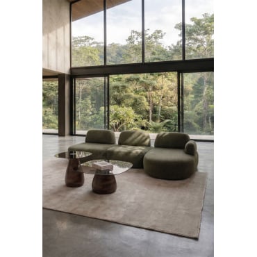 3-piece Right Modular Chaise Longue Sofa Upholstered Giorgia Fabric Army Green - Sklum