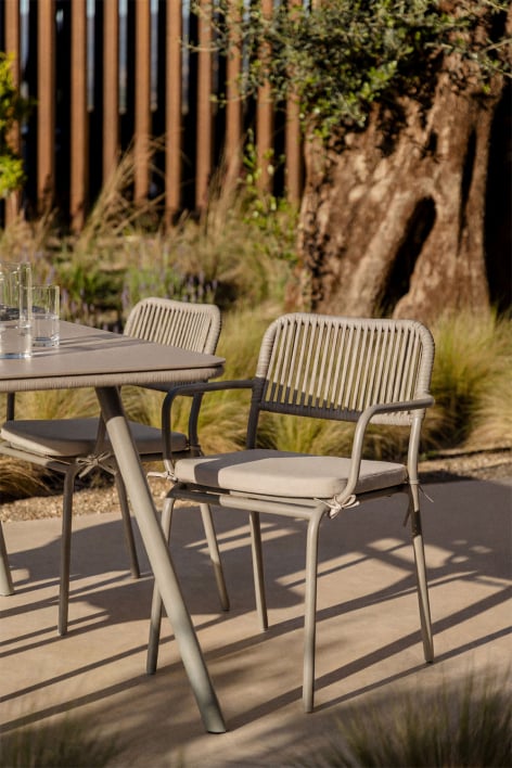 Stackable garden chair with braided rope armrests Arhiza