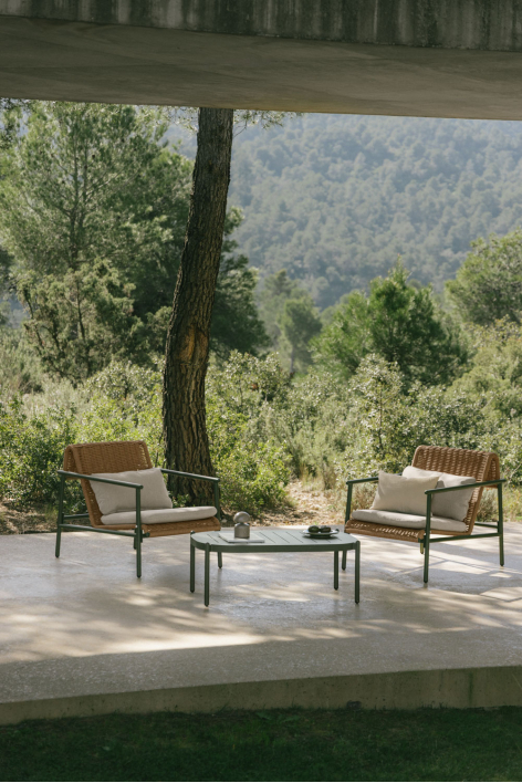 Duroli garden set with 2 armchairs and coffee table in aluminum and synthetic rattan