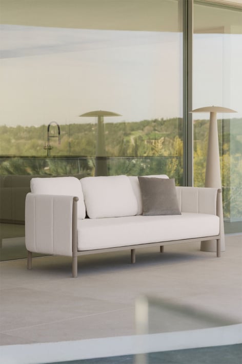 Boleni 3-seater garden sofa in bouclé and aluminum