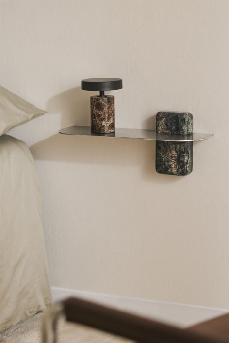 Floating nightstand 45x15 cm in Serbian stainless steel - Forest Green Marble