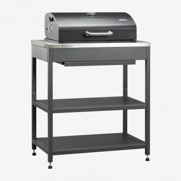 Module With Charcoal Barbecue For Savona Modular Outdoor Kitchen In Steel Grey Graphite - Sklum
