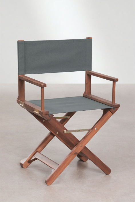 Ridley folding director's chair in acacia wood - Grey Graphite