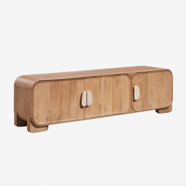 Kivalina Tv Cabinet In Mango Wood And Travertine Travertine - Mango Wood & 180 X 45 Cm - Sklum