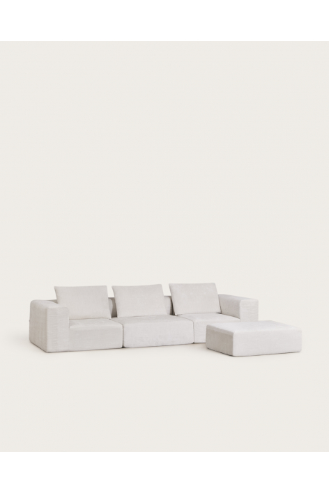 Norridge 3-piece modular sofa and pouf in vacuum-packed chenille