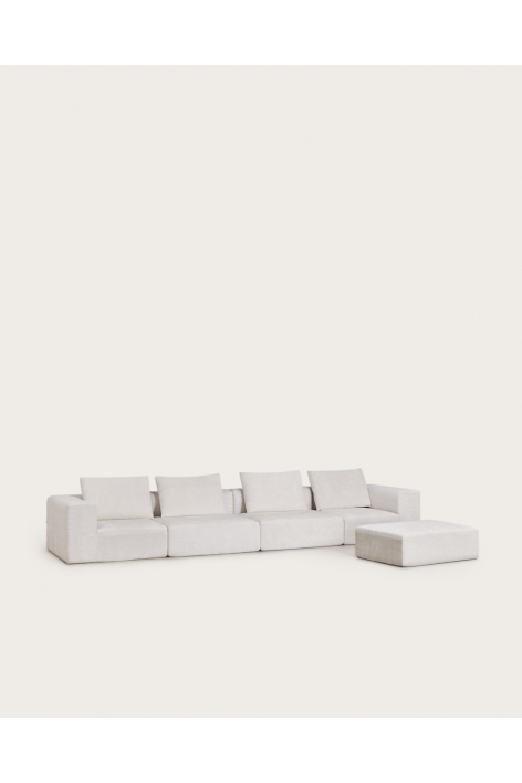 Norridge 4-piece modular sofa and pouf in vacuum-packed chenille