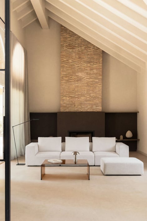 Norridge 3-piece modular sofa and pouf in vacuum-packed chenille