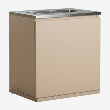 Rivana Steel Outdoor Modular Kitchen Storage Unit With Sink Tapioca Beige & Without Tap - Sklum