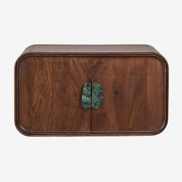 Kivalina Natural Stone And Mango Wood Bathroom Furniture Set Udaipur Green Marble - Dark Mango Wood - Sklum