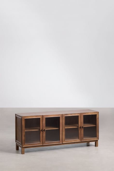 Ildara mango wood and glass sideboard - Black - Dark Mango Wood
