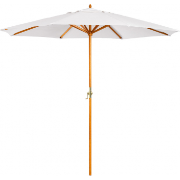 Cretas Ø290 Cm Umbrella In Fabric And Wood Gardenia White - Sklum