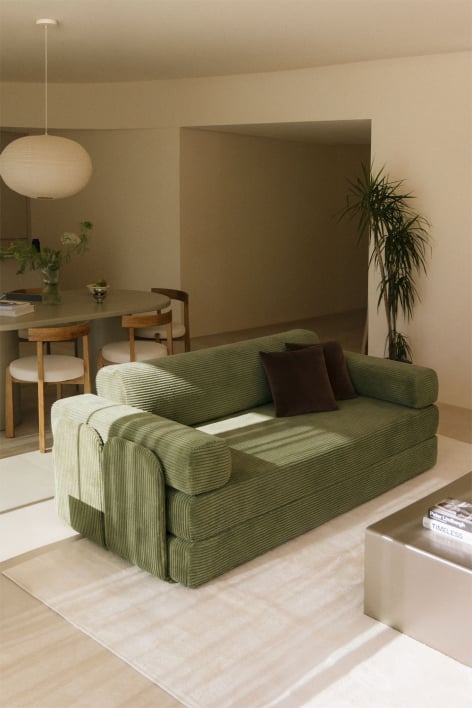 Vacuum-packed 2-seater velvet sofa bed Paoly