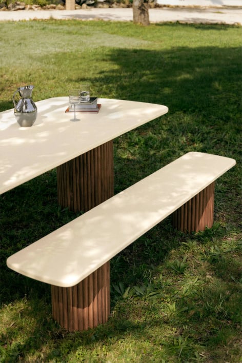 Sirvon acacia wood and cement garden bench