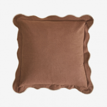 Square Cushion 45x45 Cm In Kovey Cotton Beige Tapioca - Camel Brown - Sklum