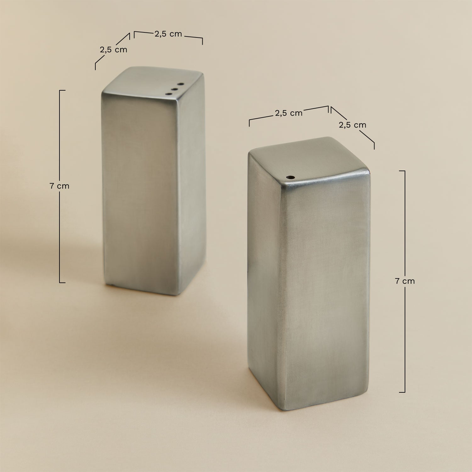 Limatoli stainless steel salt and pepper shaker, medidas