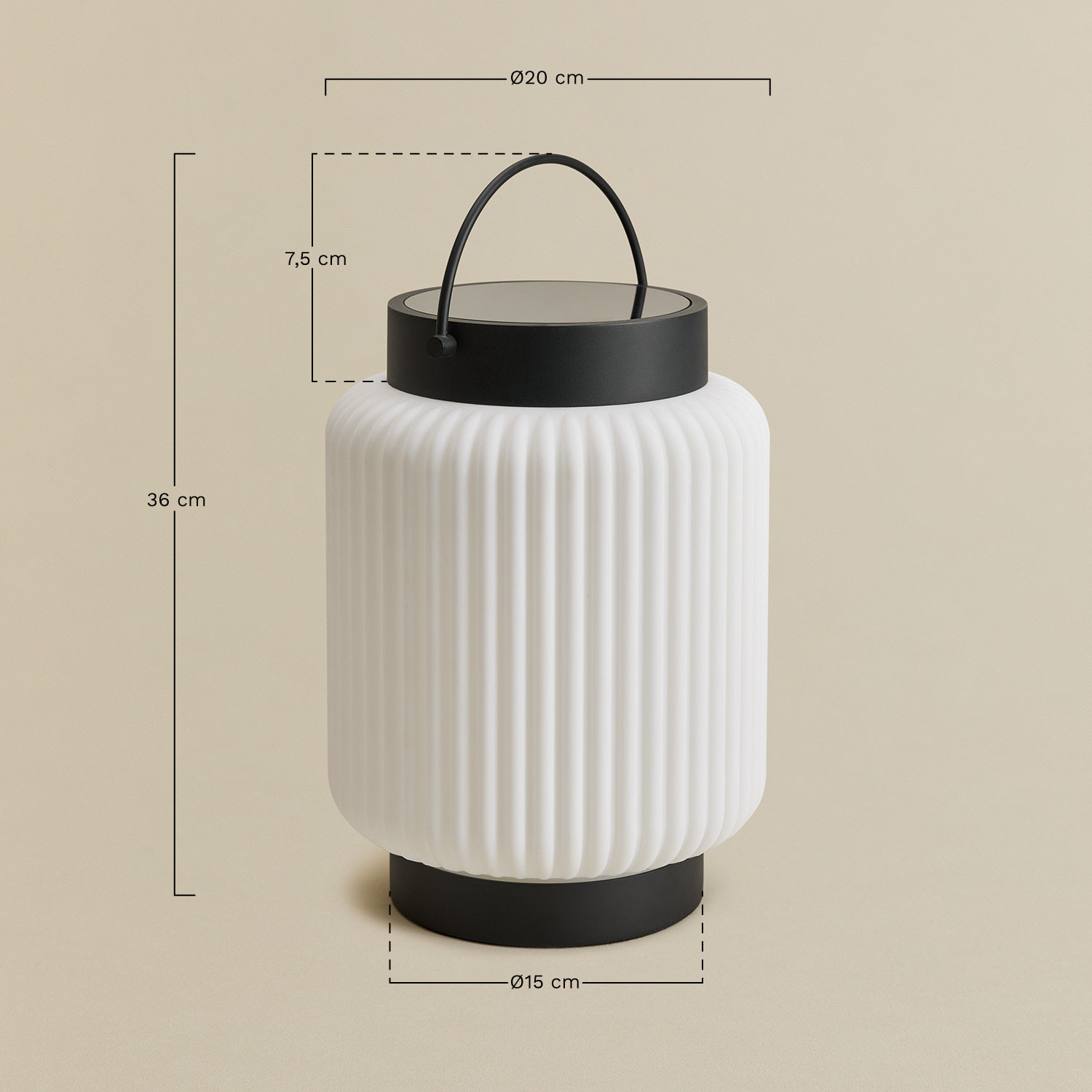 Wireless LED Solar Outdoor Table Lamp in Iron Luize, medidas