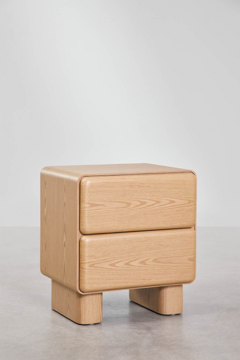 Sheila nightstand with two drawers in MDF - Brown Oak