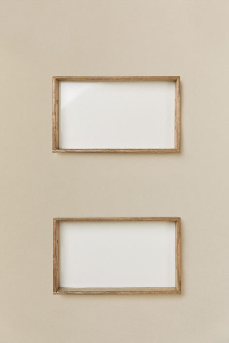 Set of 2 rectangular decorative trays in mango wood Fruela